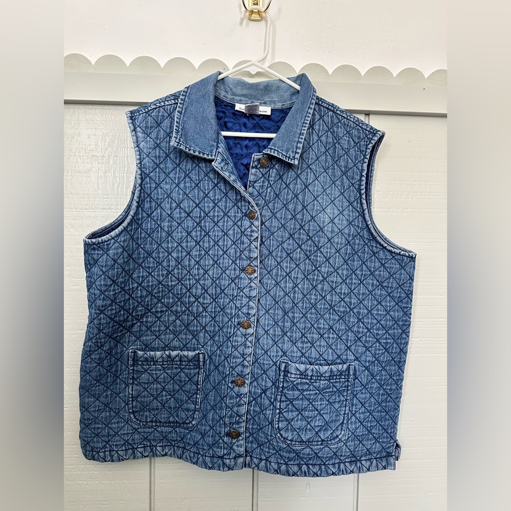 Quilted Denim Vest with Pockets